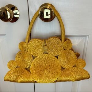 Woven Abaca Hand Bag Golden Yellow